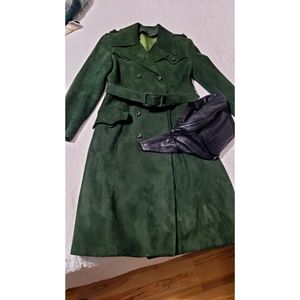 Stunning sophisticated designer coat dark green suede LOEWE 1846 NO Size TAG ON